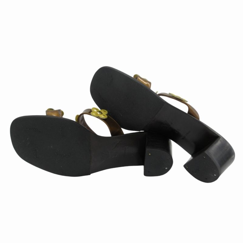 ルイヴィトン LOUIS VUITTON ヴェルニ フラワー サンダル ミュール  