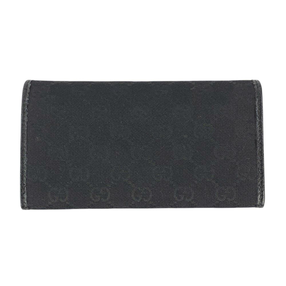□新同□ グッチ 長財布 GG キャンバス ブラック 黒 244946 【215438