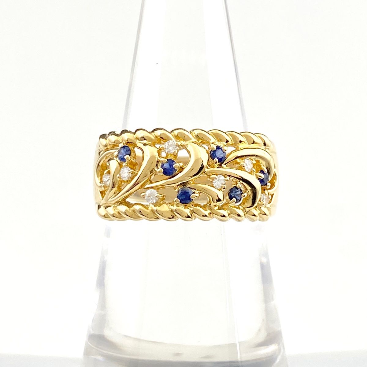 ランバン LANVIN サファイア デザインリング YG イエローゴールド 指輪  