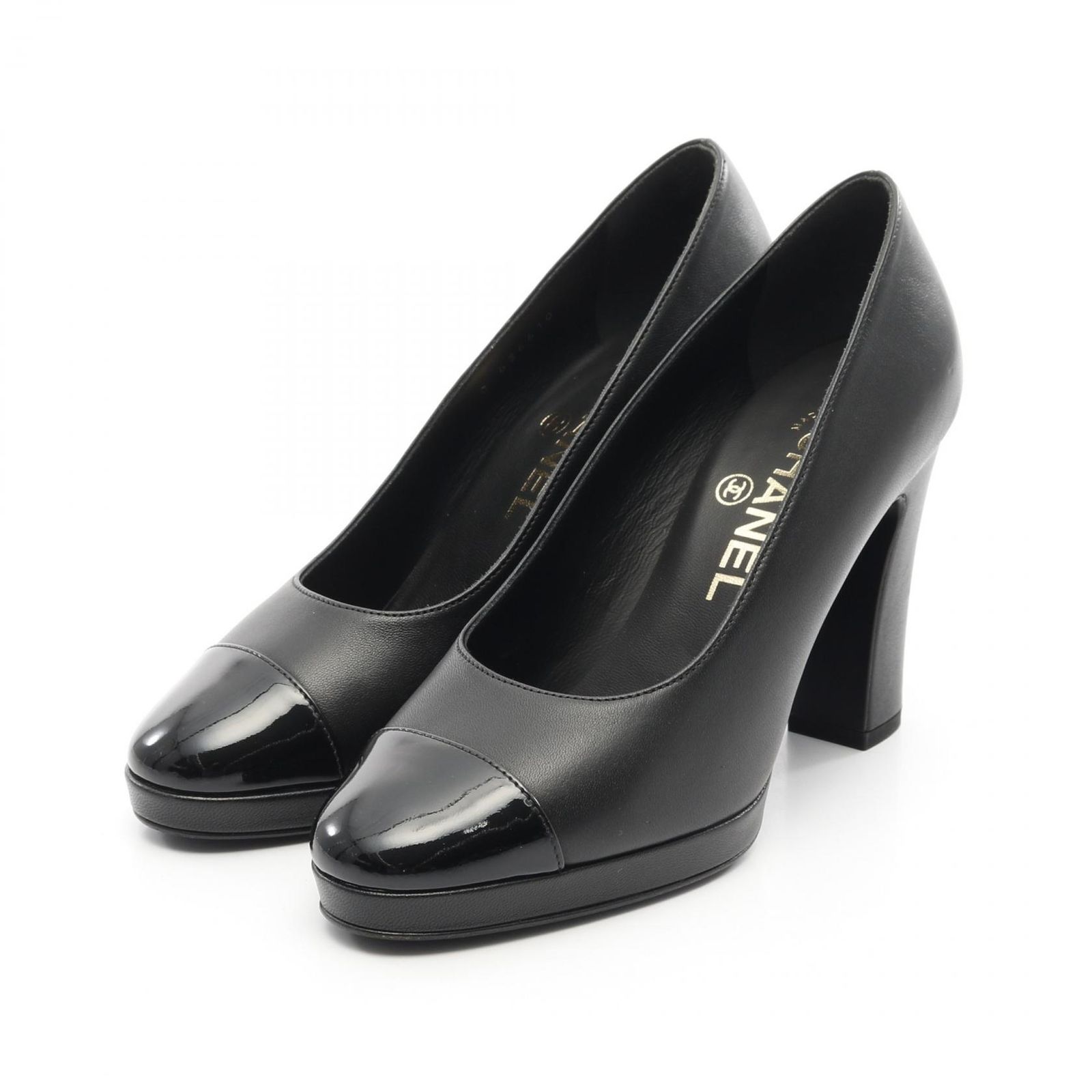 シャネル CHANEL パンプス ココマーク G36410 ブラック レザー パテントレザー パンプス レディース Used A