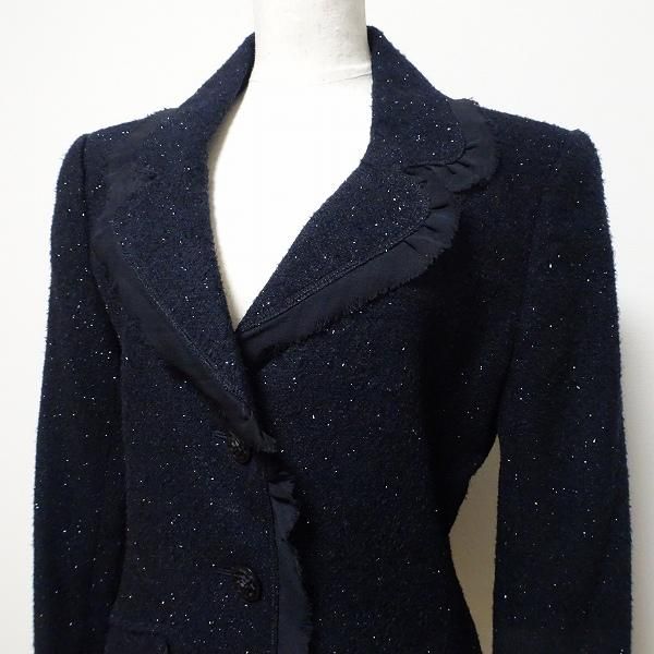 wnc ルネ Rene ジャケット 38 濃紺 ツイード ラメ レディース [810239