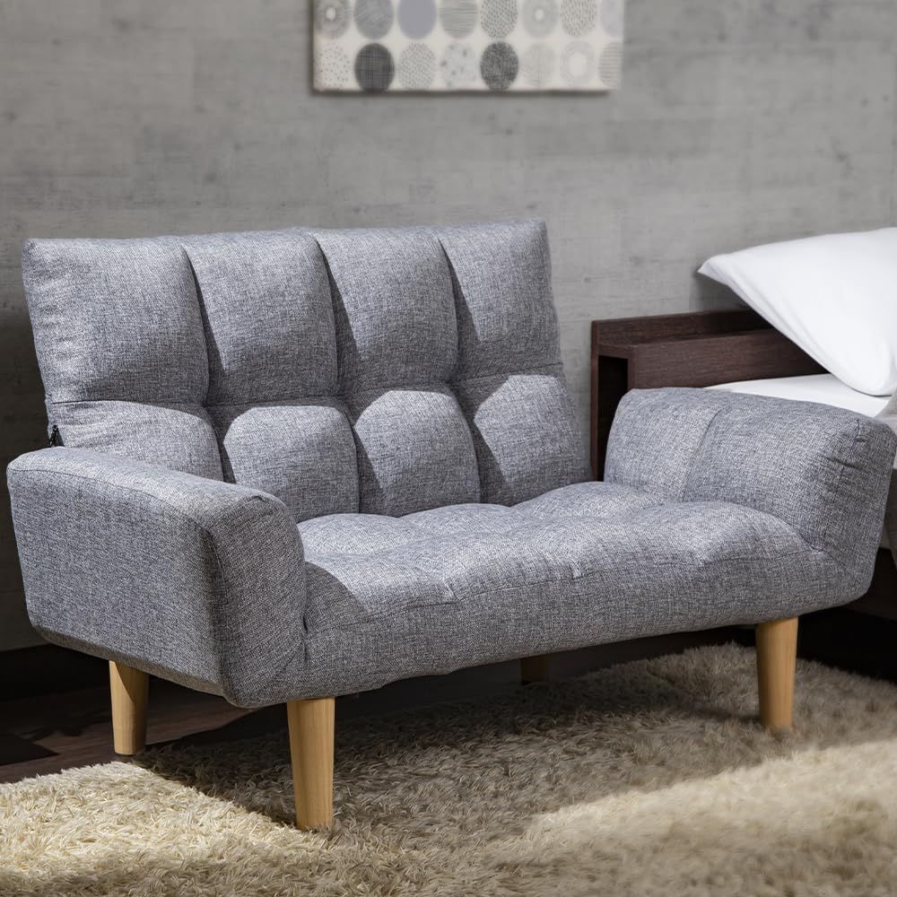 2WAY ロボット掃除機が通れる ひとり暮らし 幅約108cm シンプル コタツ 14段階リクライニング こたつ用 コンパクト 省スペース ローソファ ファブリック 木脚 アイリスプラザ ソファー グレー