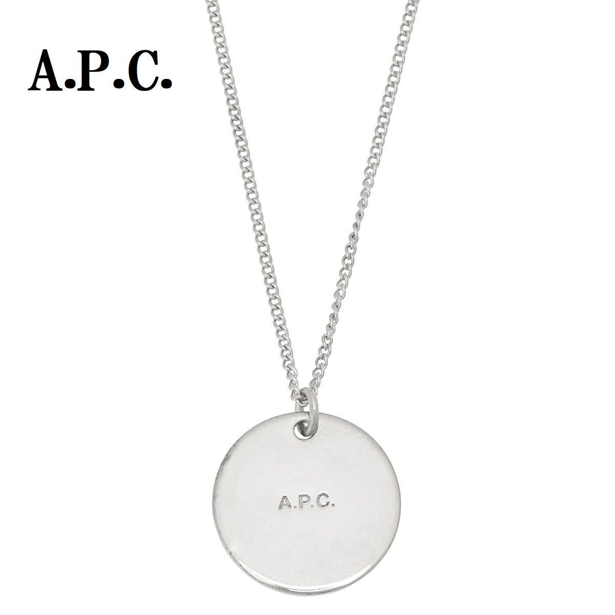 A.P.C. アーペーセー ELOI ネックレス ロゴ 刻印 メダル シルバー