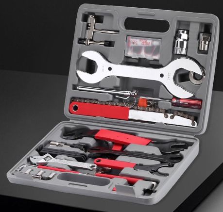 MTB|ロードバイク メンテナンスツールセット 携帯型 ボトムブラケット工具付き 自転車整備46点組
