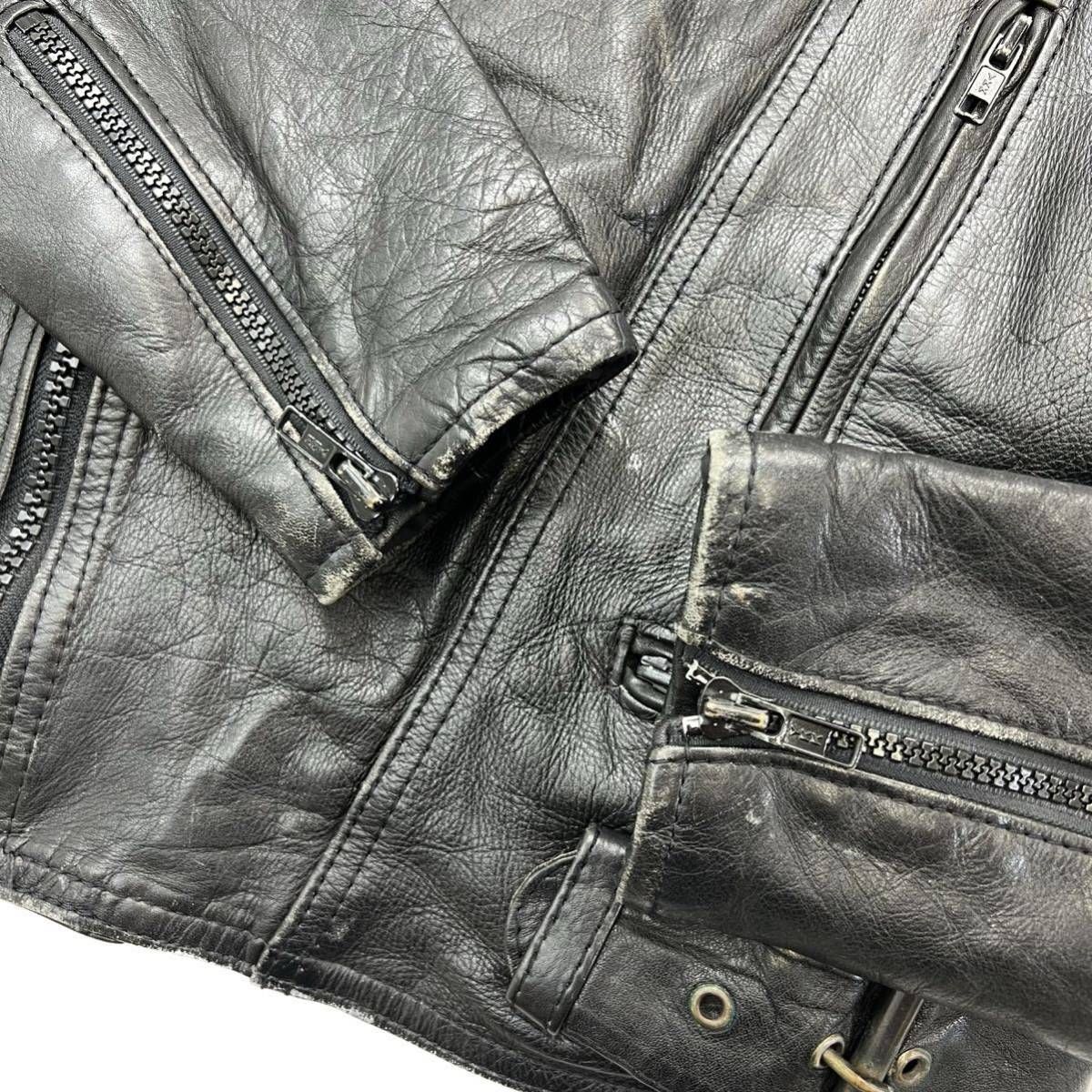新品　ブラックレザージャケット 　パキスタン製 パキスタン製 ☆ ビンテージ レザージャケット ライダース