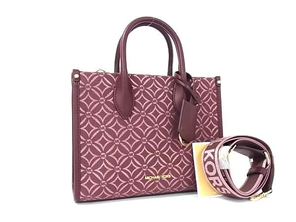 MICHAEL KORS マイケルコース キャンバス×レザー 2WAY ハンドバッグ ショルダー ボルドー系×ピンク系 BJ9384