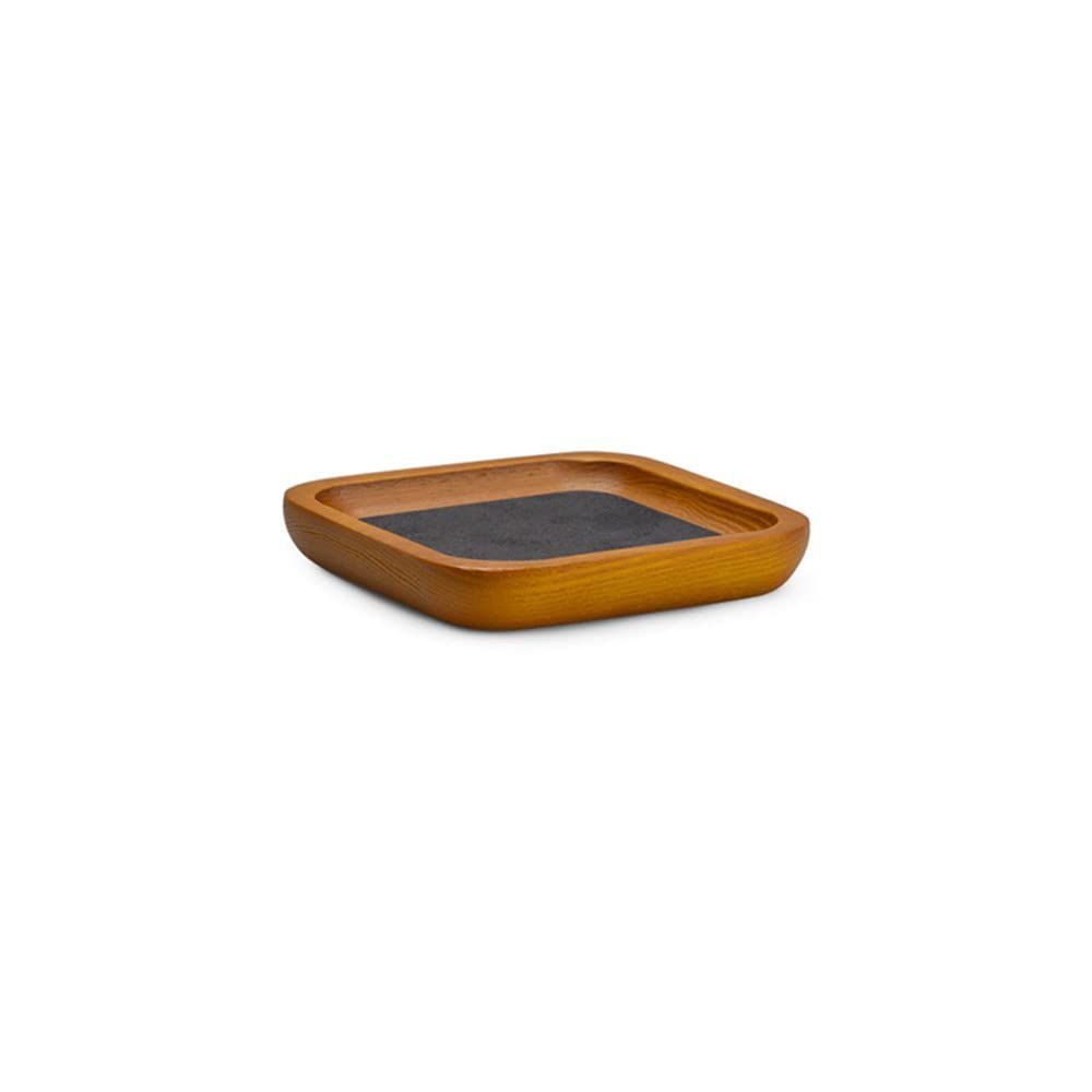 【特価商品】(S、ダークグレー) Woodten木製ジュエリートレイ、小さなトレイ、ジュエリーディスプレイトレイ、積み重ね可能なジュエリートレイ、リングトレイ、無垢材トレイ、イヤリング
