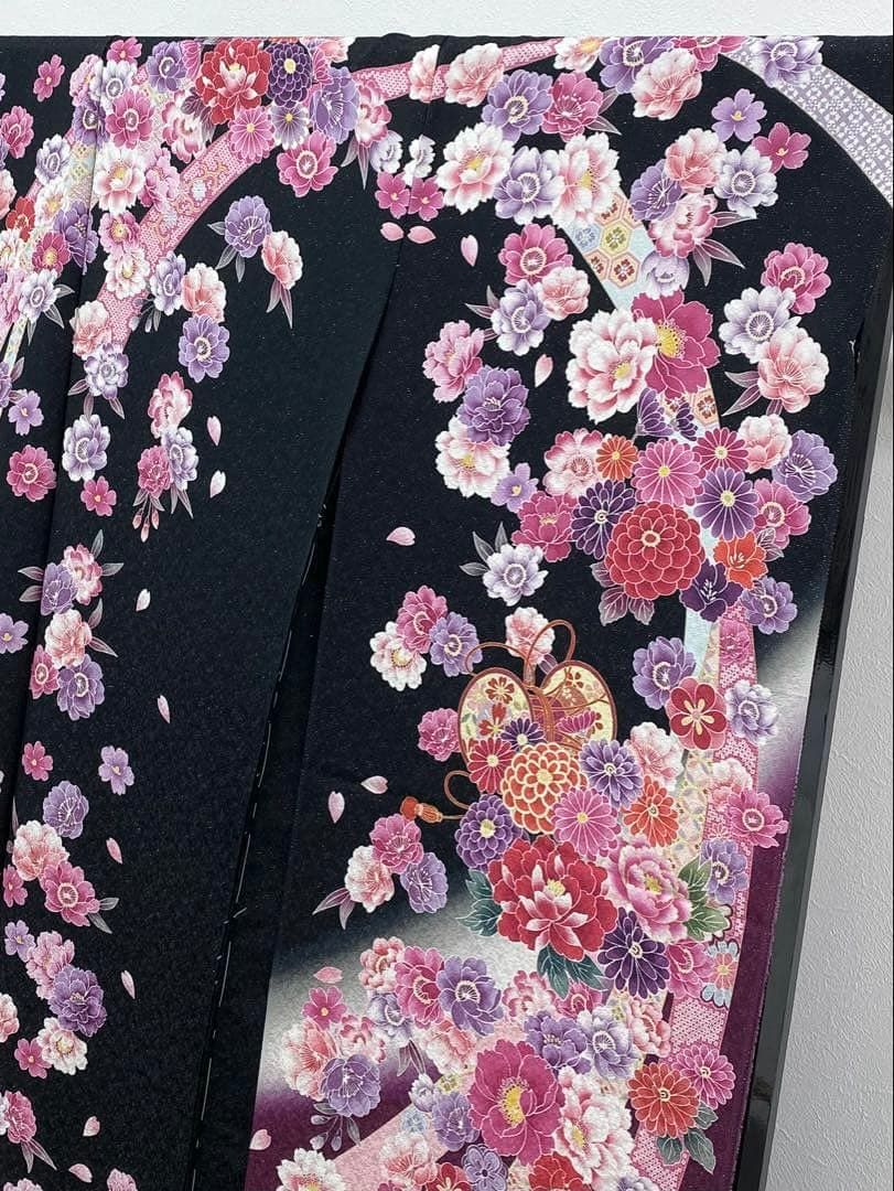 振袖 仮絵羽 舞台衣装 銀通し 金駒 牡丹 洋花 正絹 未仕立て品 八掛