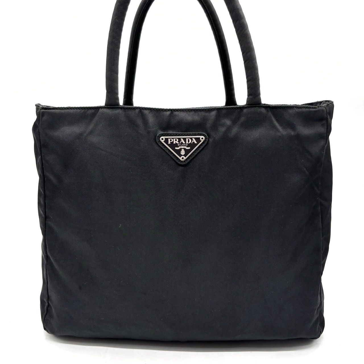 ✨良品✨ PRADA プラダ トートバッグ ハンドバッグ 三角ロゴプレート 