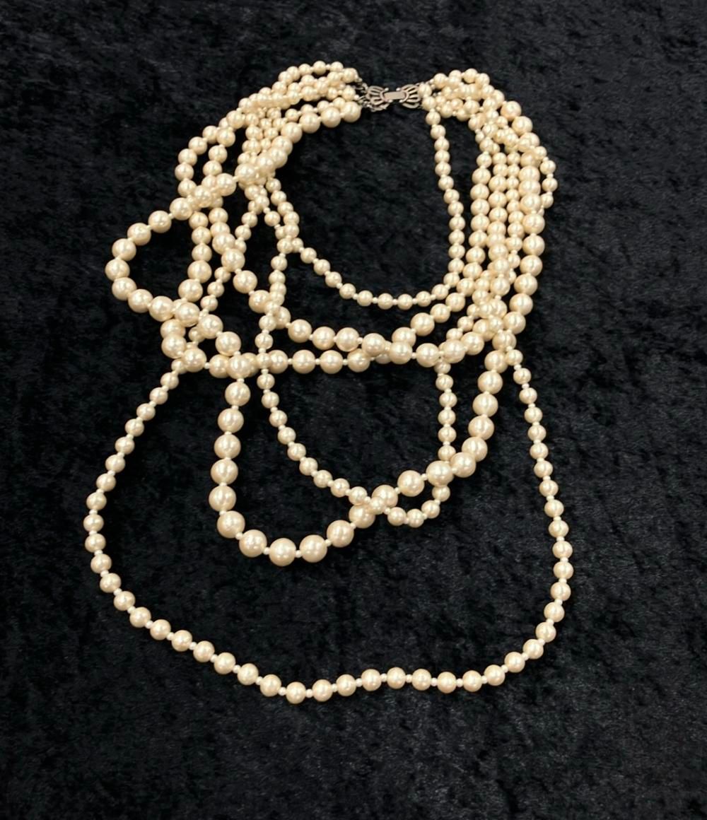 プティローブノアー 6連ネックレス イヤリング コットンパール 2点