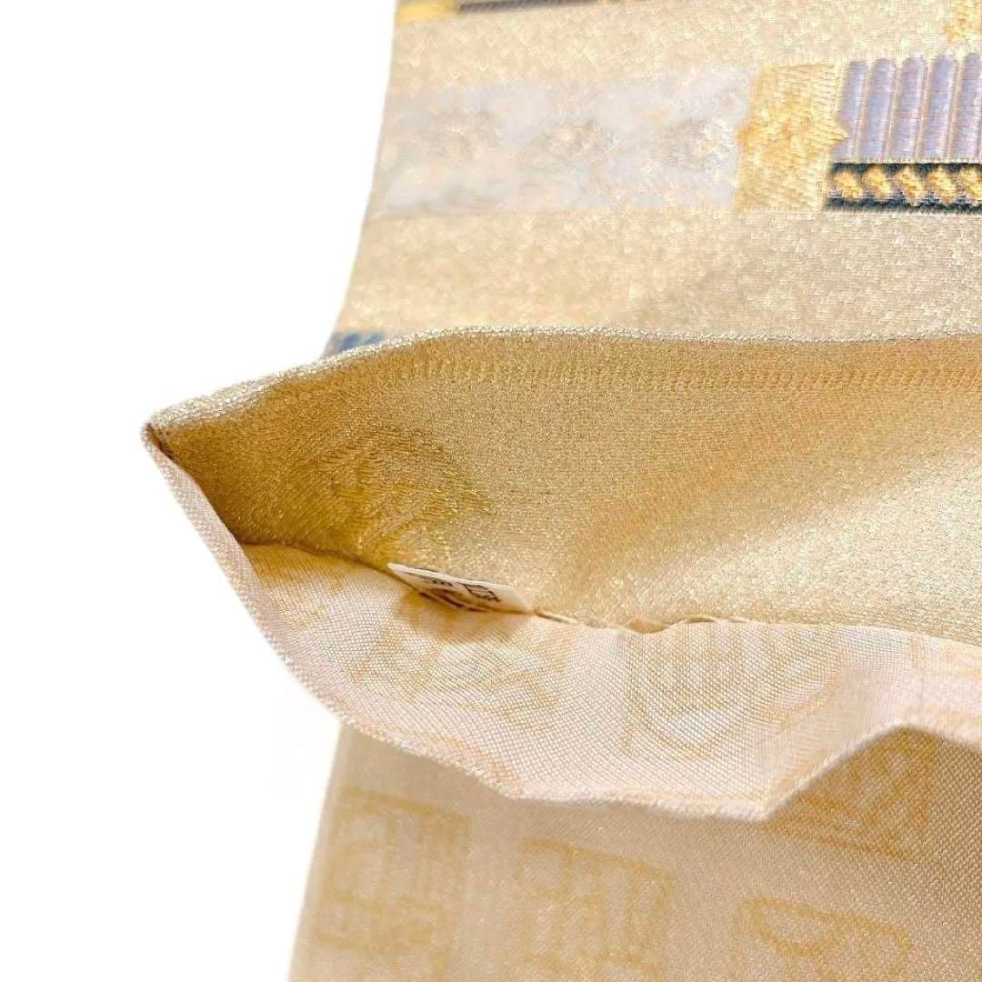 ブランド帯 松屋いわれ帯 横縞模様に花柄が織られた袋帯 漢字