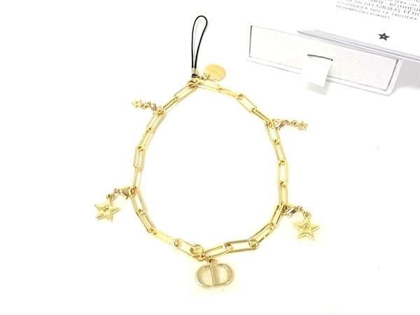 9超美品　クリスチャンディオール　ストラップ　ゴールド　チャーム　スター　ビー 9超美品 クリスチャンディオール ストラップ ゴールド チャーム