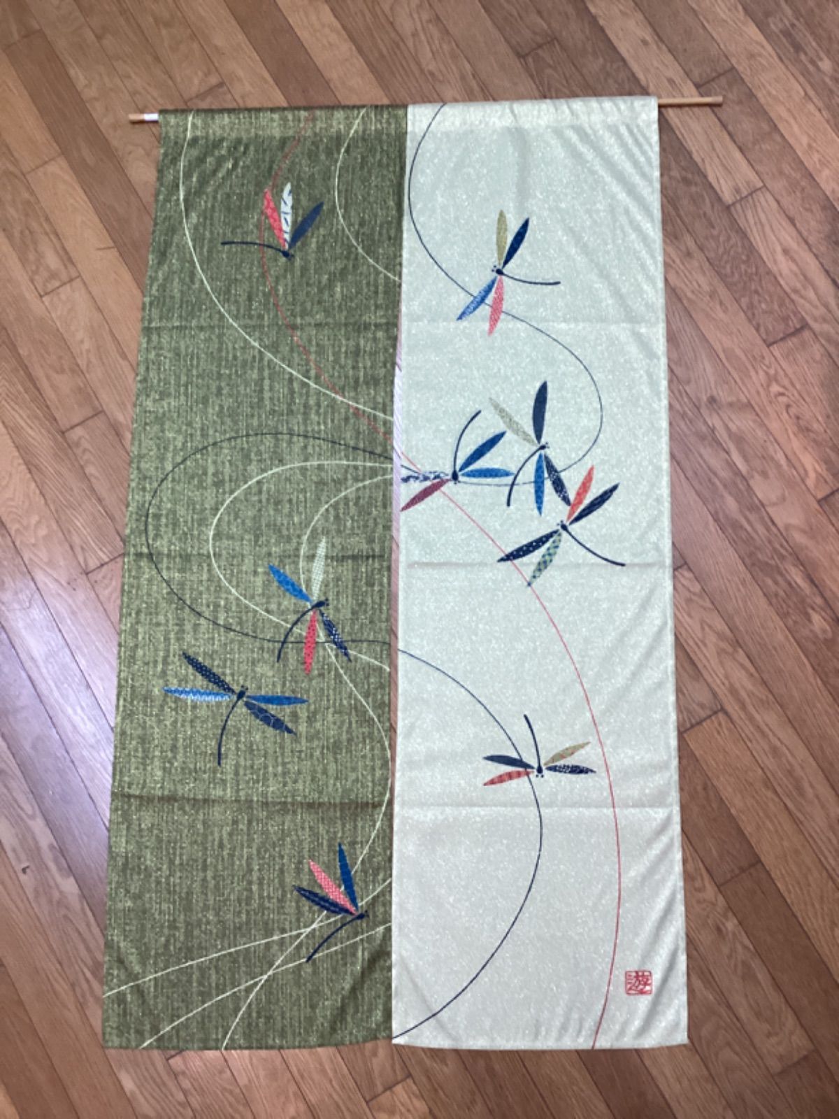 未使用品　ふじみやび 麻のれん 未使用】ふじみやび 麻のれん、藍染 91×152㎝ 麻100％ ふじみやび