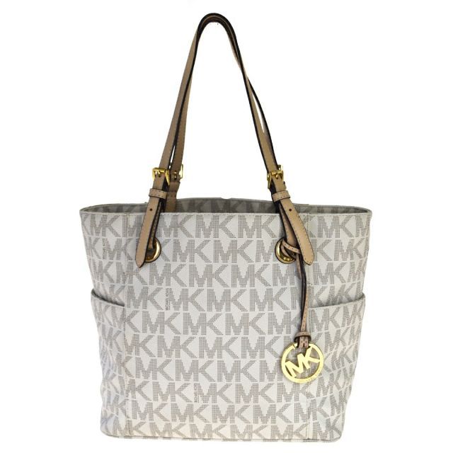 【中古】 マイケル・コース(Michael Kors) PVC，レザー トートバッグ グレー 03GC126