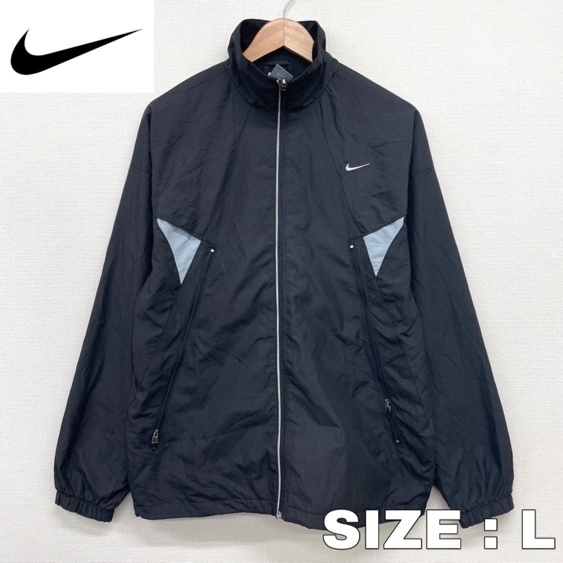 US古着 ナイキ NIKE ジップアップ ナイロン ジャケット スウッシュロゴ