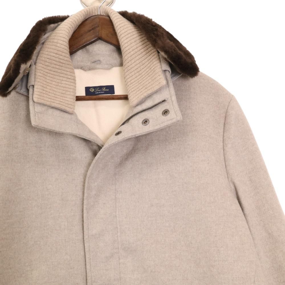 Herno ヘルノ Loropiana ロロピアーナ カシミヤ100 シルク ミンクファー スタンドカラー ショールカラー　44
