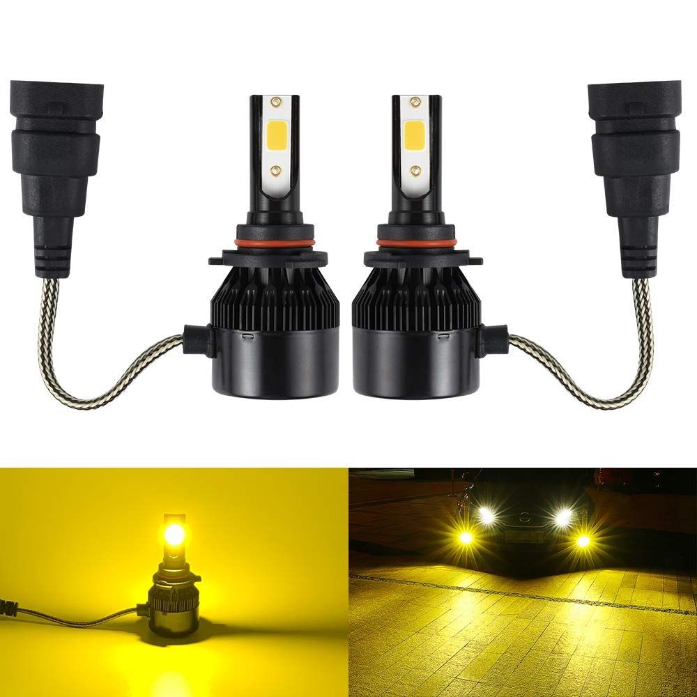 Catland LEDフォグランプ HB4 9006 イエロー フォグ バルブ 黄色 12V 車用 LED フォグランプ/ヘッドライト LEDバルブ 黄 LEDランプ 3600LM×2 35W×2 一体型 ファン冷却 明るい COBチップ搭載 2個入
