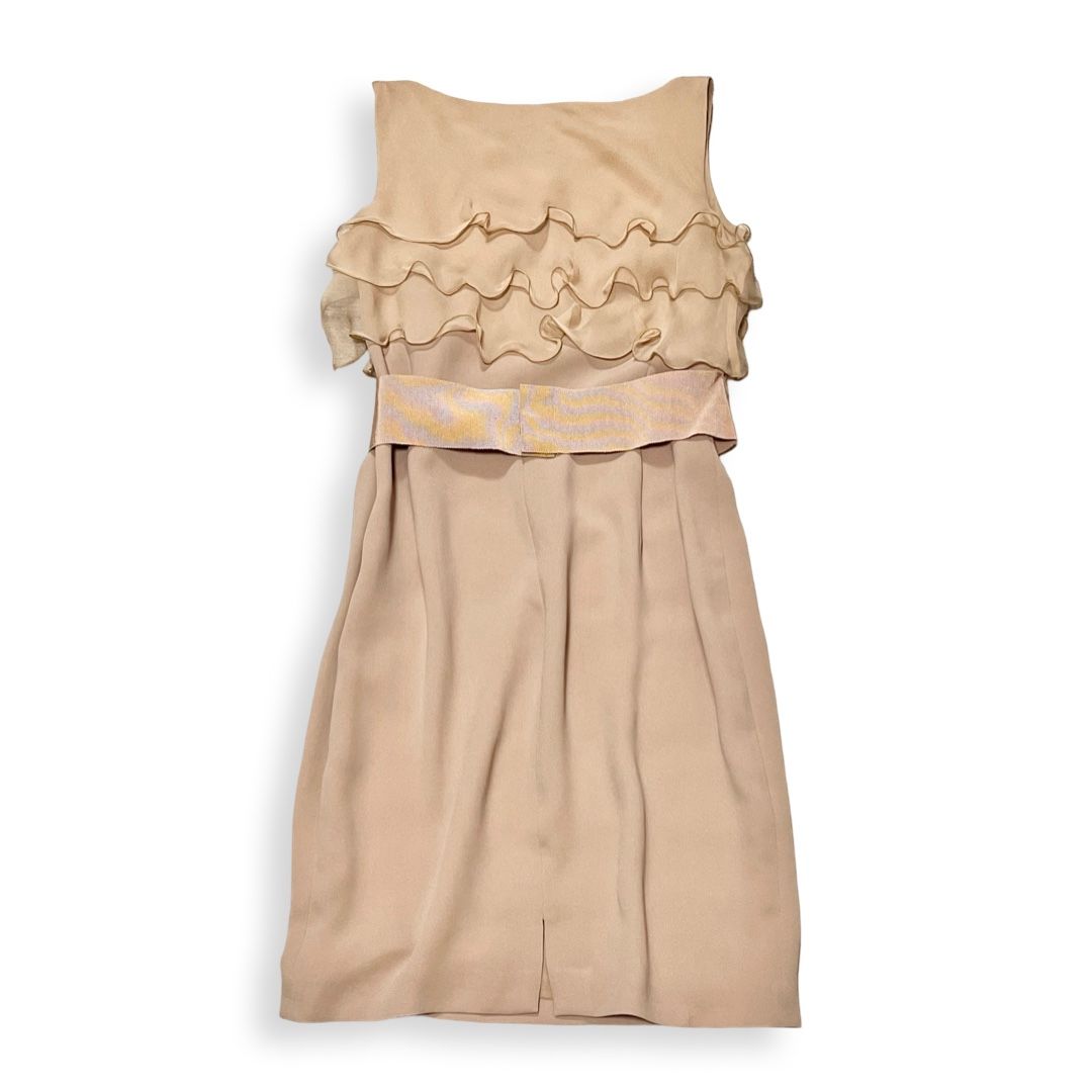 Max Mara マックスマーラ シルク 100% フリル ノースリーブ ワンピース