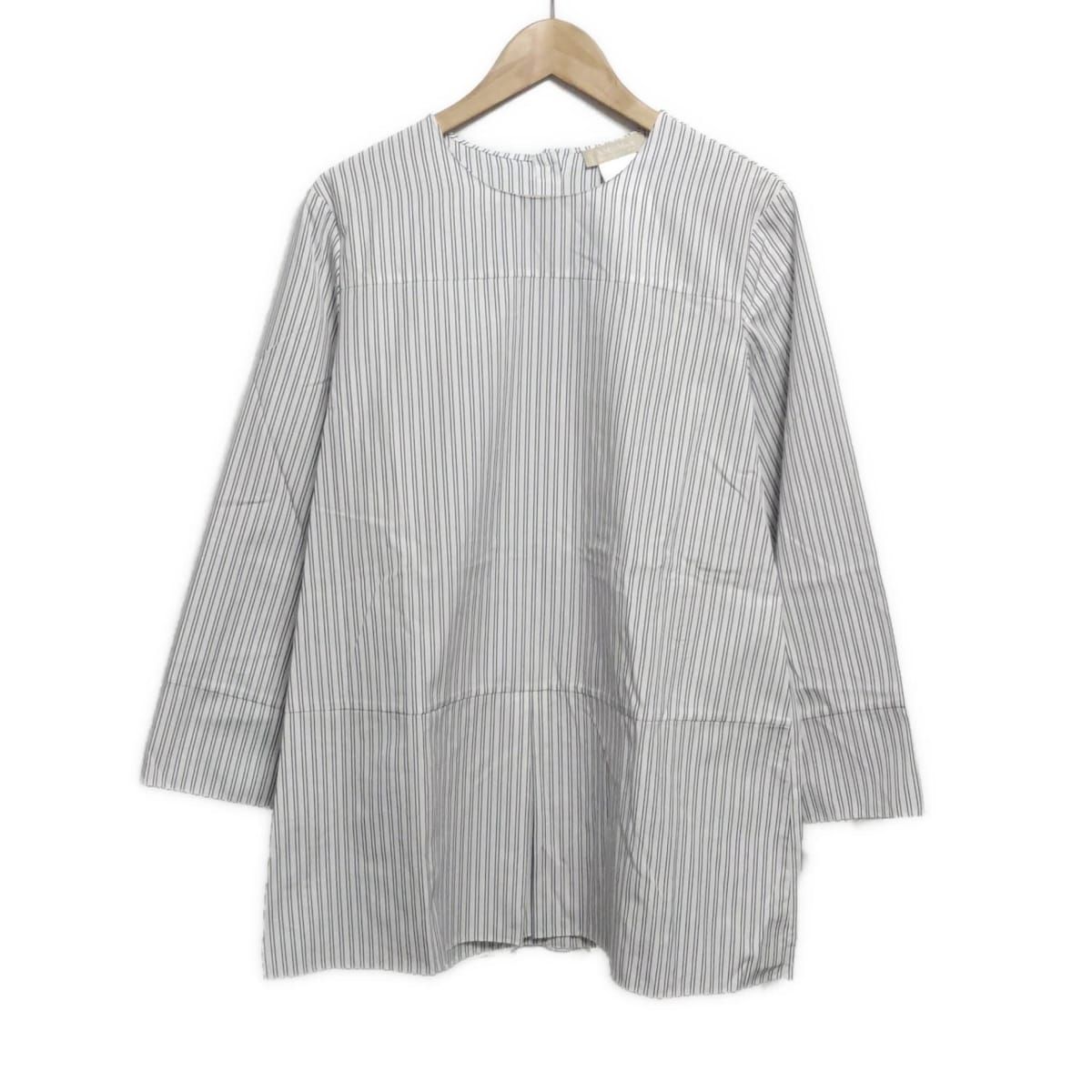 S Max Mara マックスマーラ チュニック サイズJ 44 レディース - 白×ネイビー クルーネック|長袖|ストライプ