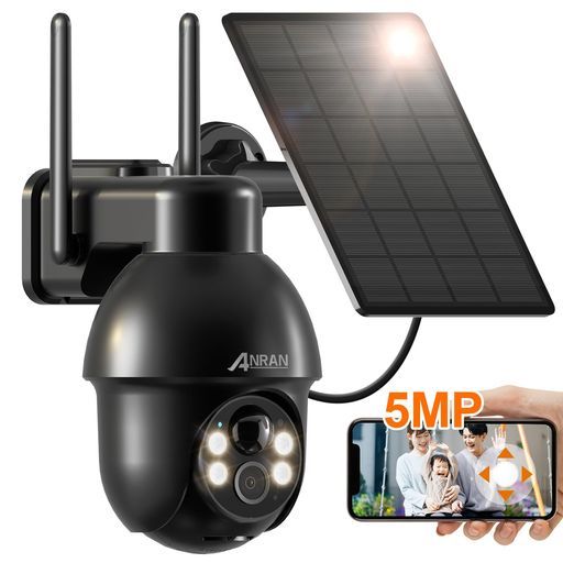 高速デジタル500万超高画素 Alexa対応防犯カメラ 完全無線 ANRAN防犯カメラ屋外ソーラー監視カメラ屋外ソーラー電源不要屋外防犯カメラ無線ソーラー防犯カメラwifi工事不要360°広角…