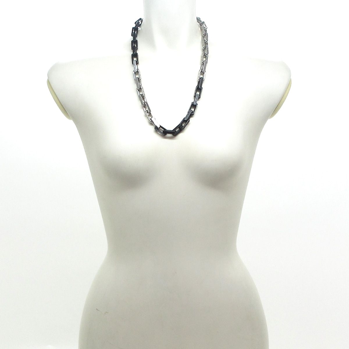LOUIS VUITTON ルイヴィトン ネックレス コリエ モノグラム チェーン M 00677 シルバー×黒