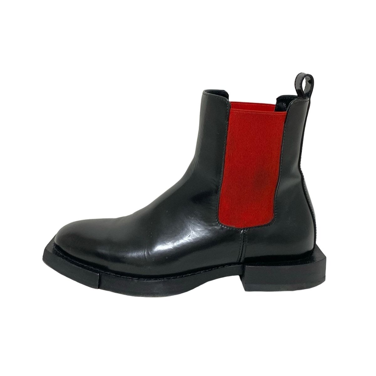 ALEXANDER McQUEEN アレキサンダーマックイーン ショートブーツ 37 レディース - 黒×レッド サイドゴア レザー