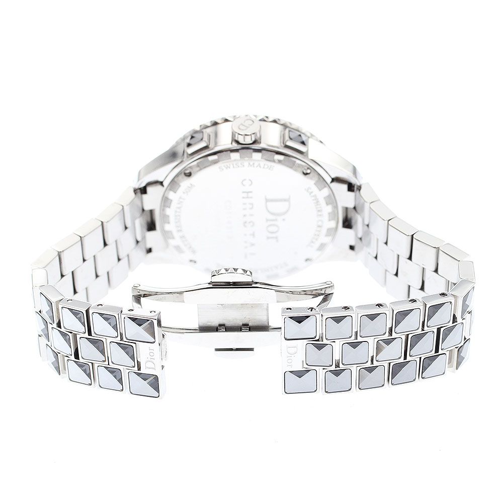 Dior ディオール CD114314 シルバー クロノグラフ デイト メンズ ディオール クリスタルクロノグラフ CD11431I SS/ラバー 電池式