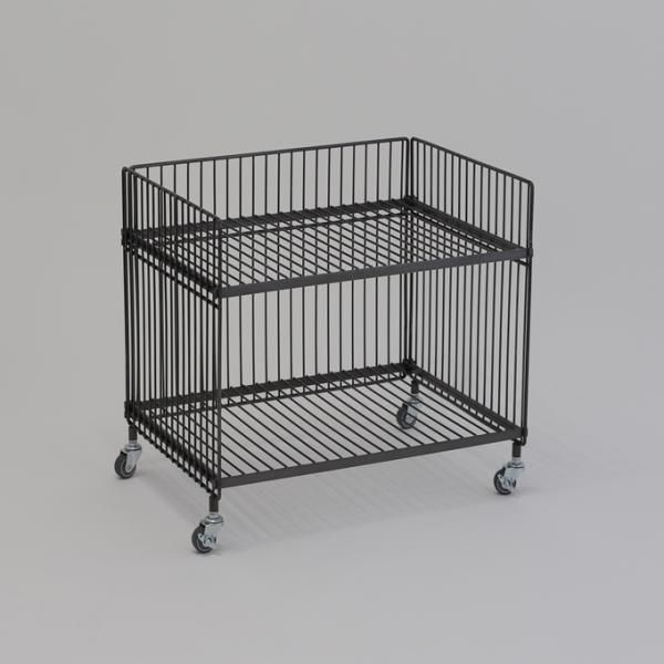 ワゴン スチールラック 収納 棚 キャスター付き ワイヤー ワイド 幅広 2段 インダストリアル 無骨な インテリア おしゃれ 鉄製 シンプル lic-nit-0048