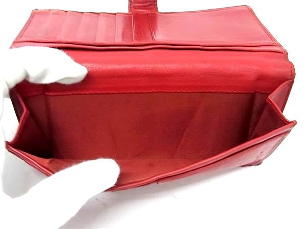 ディオール 二つ折り長財布 レッド レザー 中古 赤 Christian Dior