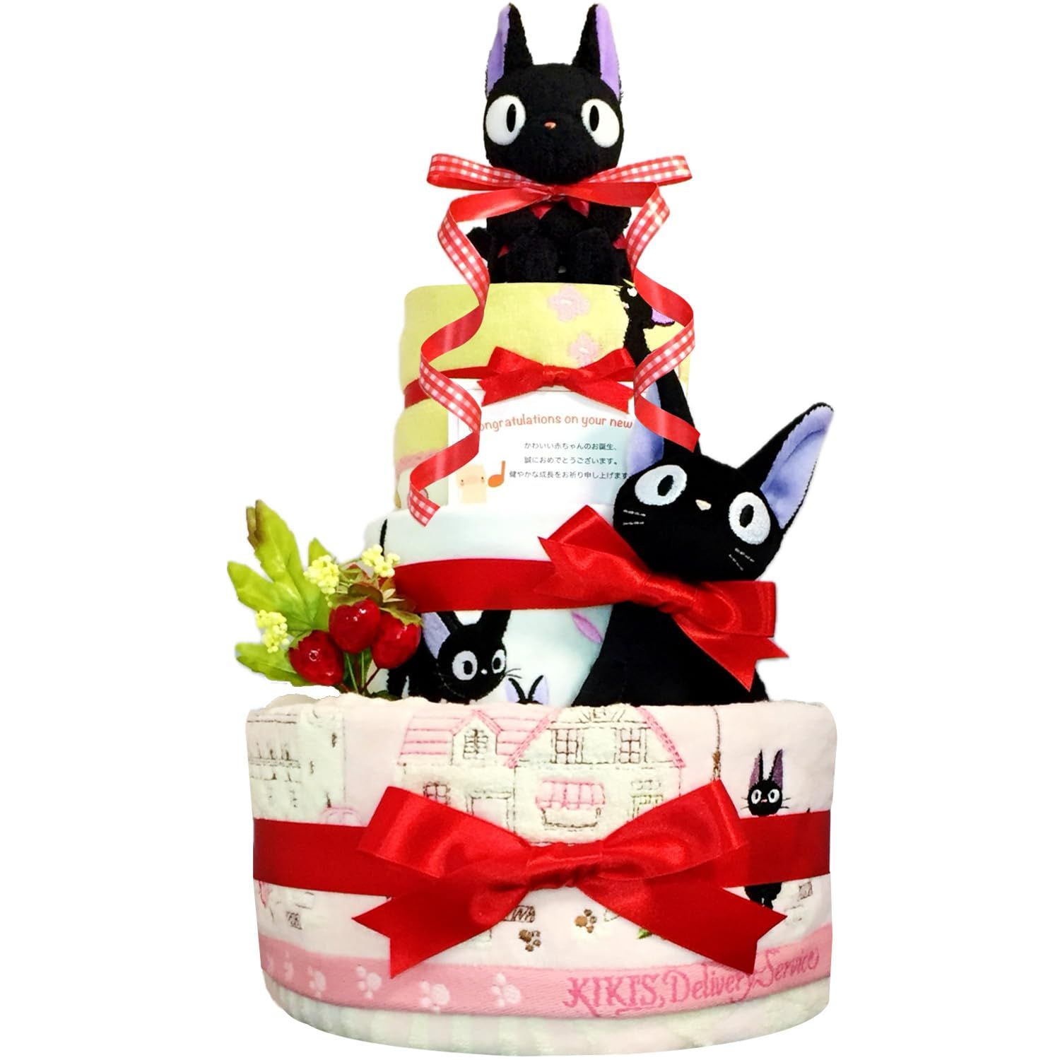 KanonBabys おむつケーキ 女の子 ジジ 出産祝い 3段 Sサイズ 4001 [ご出産祝い・新生児用にオススメおむつサイズＳ]