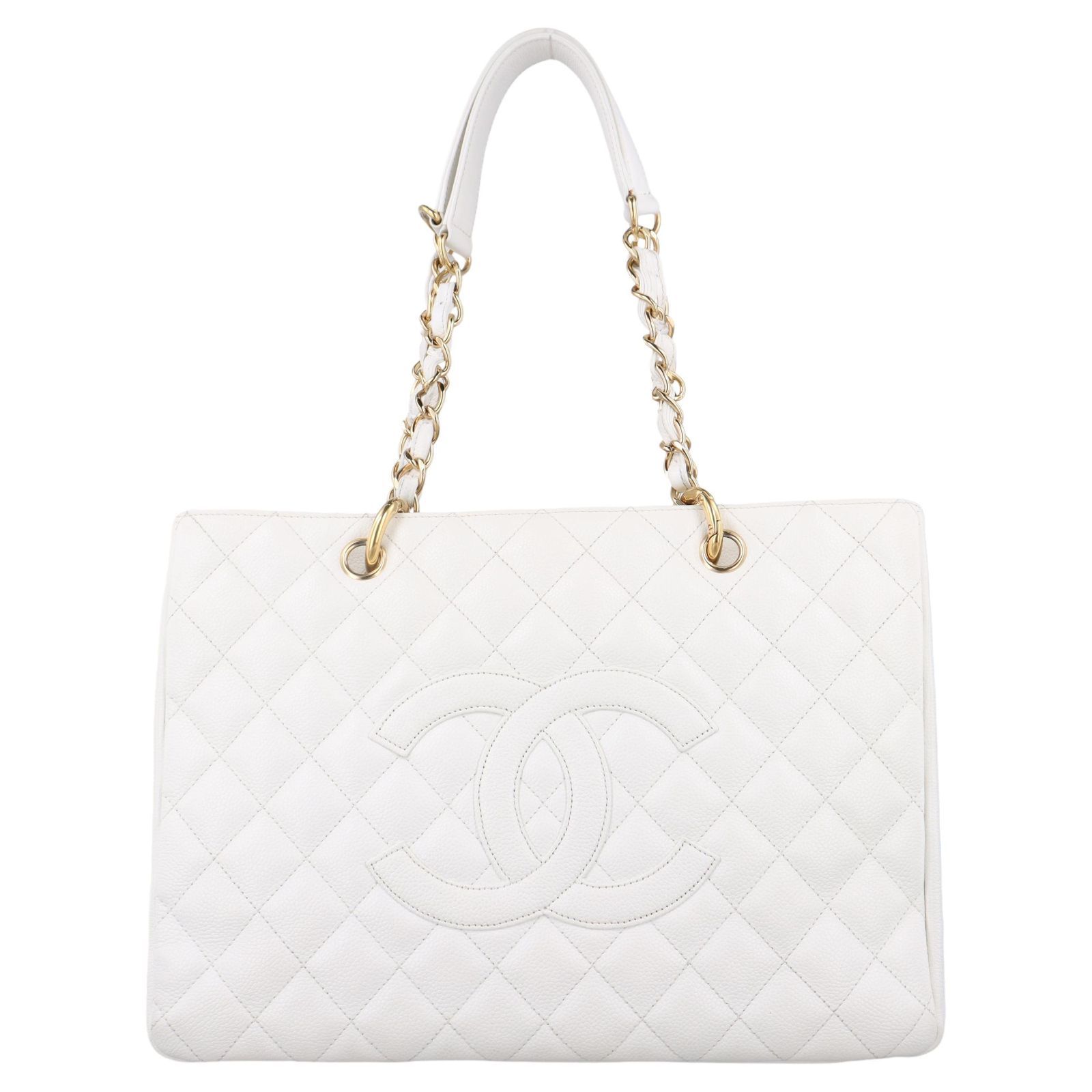 シャネル Chanel GST チェーントートバッグ キャビアスキン ホワイト ...