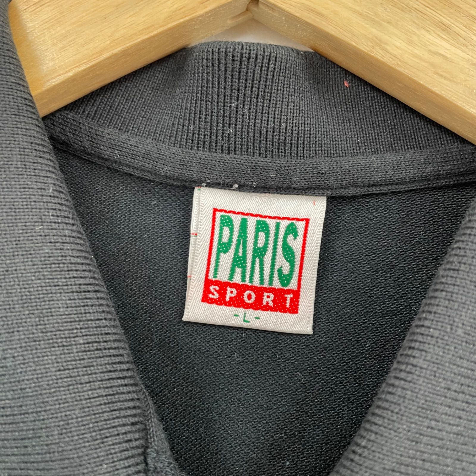 PARIS パリス　長袖　ポロシャツ　ブラック　L