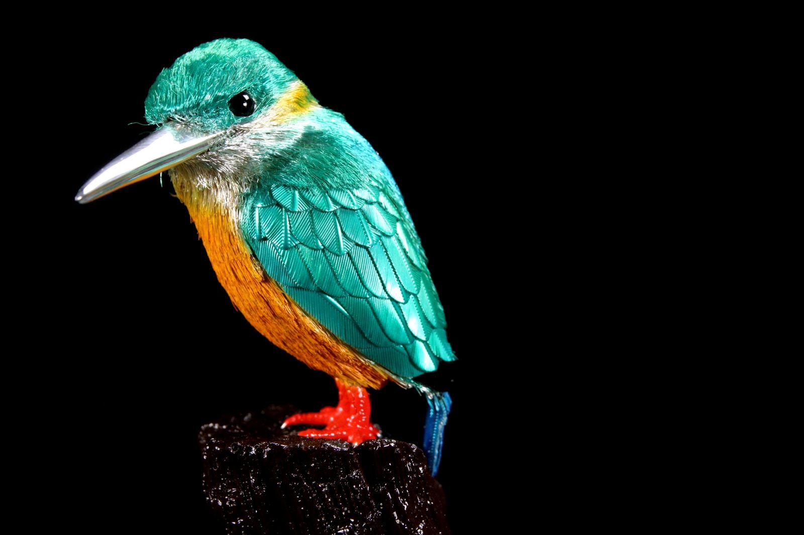 銀製 純銀】翡翠（カワセミ）・金工作家『大淵 武則』作（号〜光則