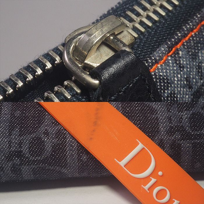 クリスチャン・ディオール Christian Dior フライトライン トロッター トートバッグ ネイビー オレンジ キャンバス レザー