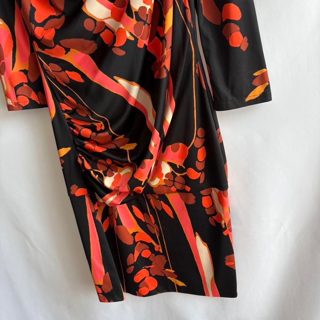 ATELYSTHESHOP黒ブラックオレンジ長袖ワンピース高級感上品日本製