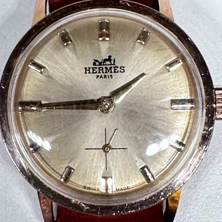 ヴィンテージ エルメスHERMES ゴールド文字盤 手巻き ユニ