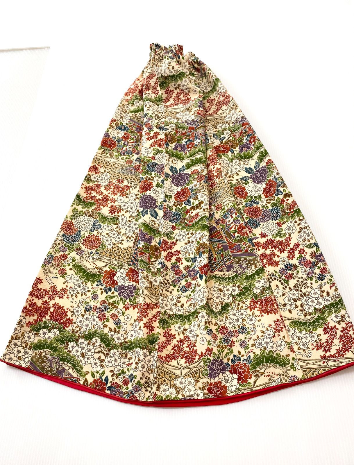 着物スカートフリーサイズ着物リメイクウエストゴムロングスカートフリーサイズ