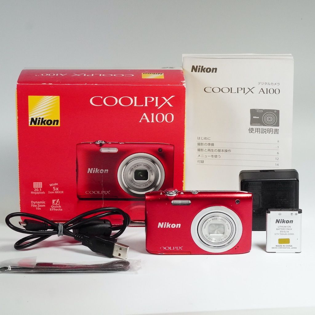 Nikon ニコン COOLPIX A100 レッド 元箱 コンデジ 動作OK 1週間保証