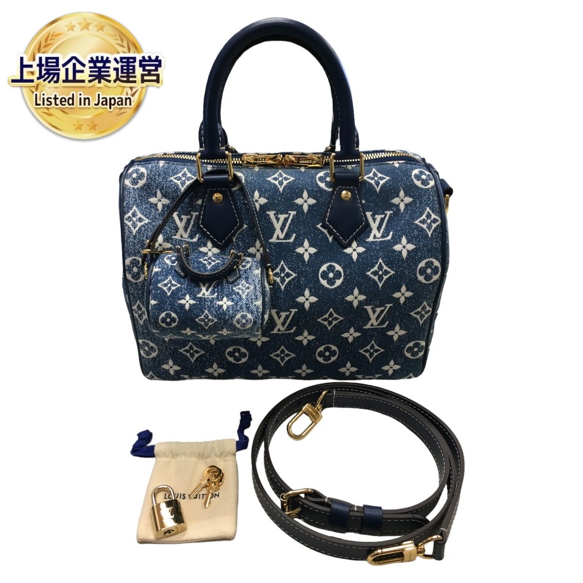 ルイヴィトン Louis Vuitton 2Way バッグ モノグラム デニム スピーディ バンドリエール25 M59609 M00546 中古 良好  T9116625