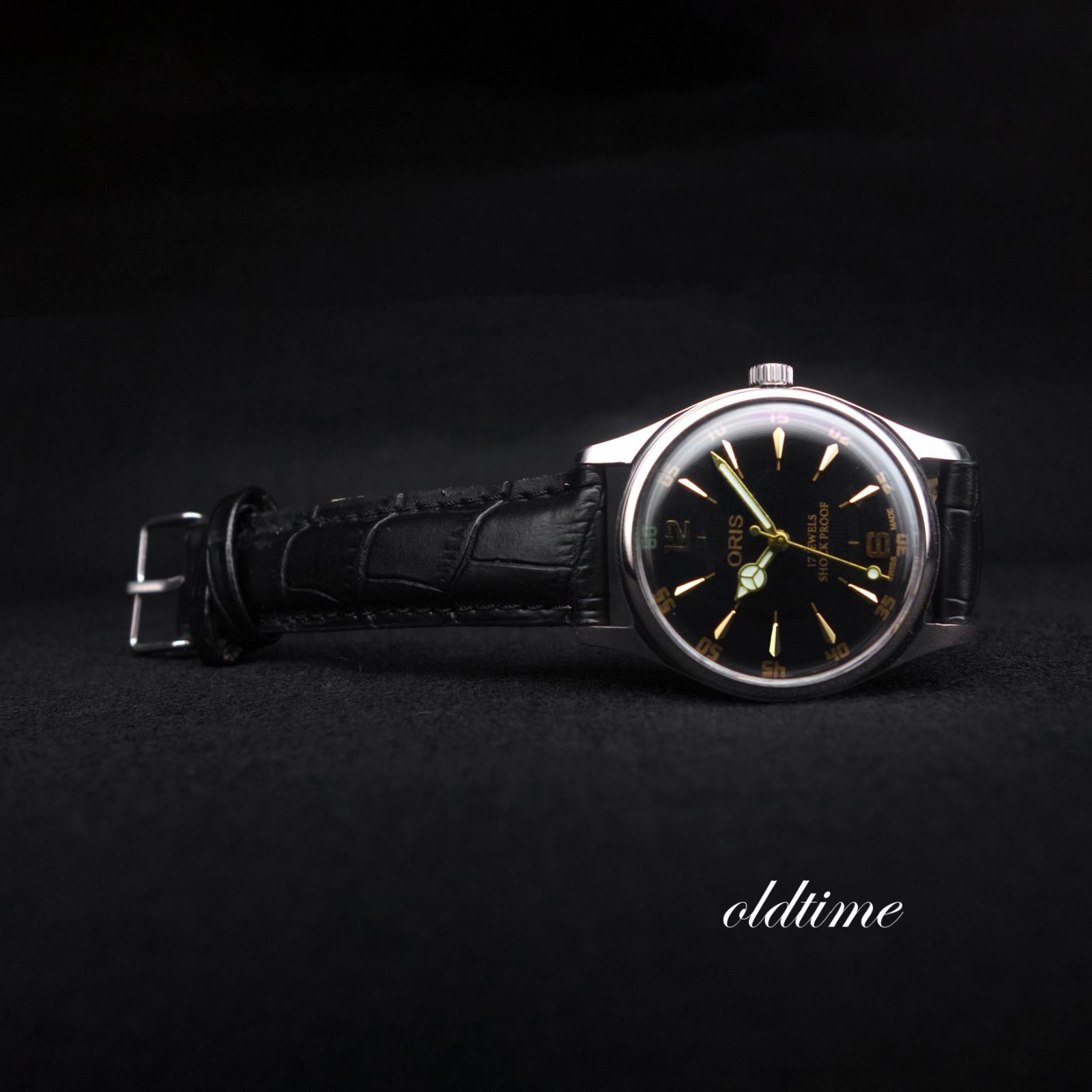 1970s ヴィンテージ 【ゴールド・黒】 ORIS オリス ヴィンテージ 手 