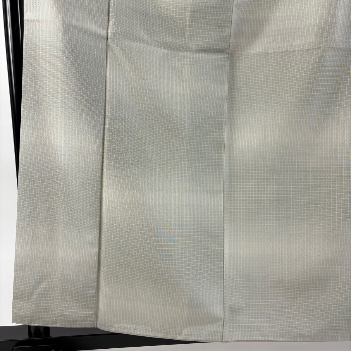 紬 身丈160.5cm 裄丈65.5cm M 袷 名古屋帯セット 幾何学模様 灰緑 正絹 秀品