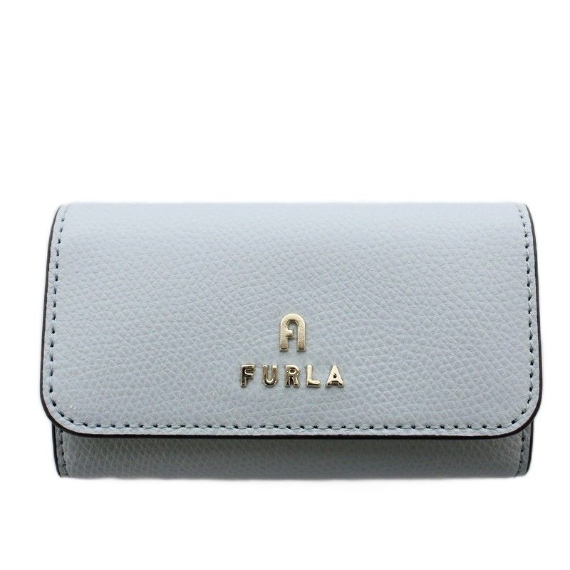 フルラ FURLA キーケース 三つ折り 4連 水色 ライトブルー G