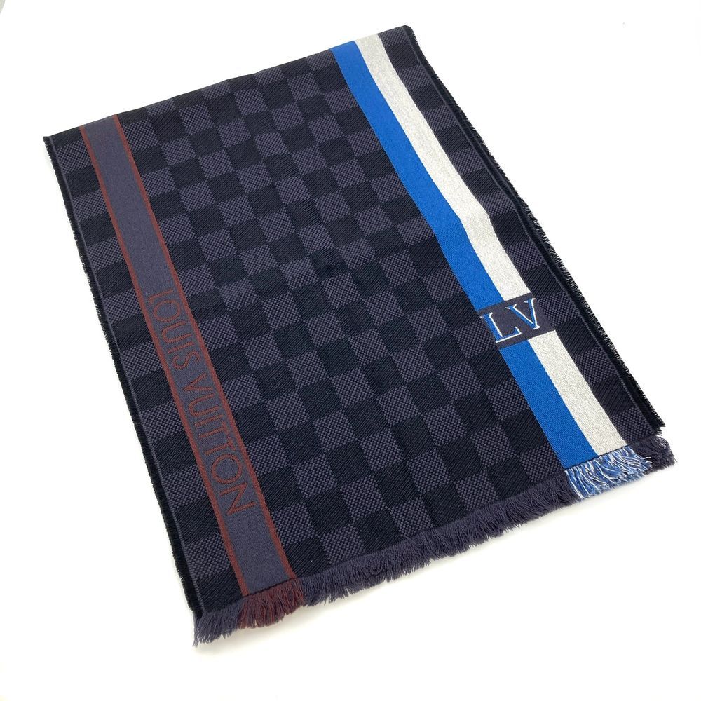 ルイヴィトン LOUIS VUITTON エシャルプ メサジェ ダミエ マフラー ウール 190cm M70339 アントラシット RT0137 メンズ【中古】