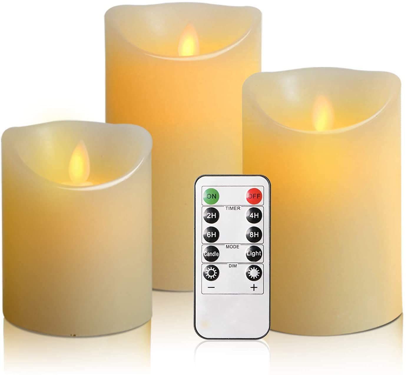 キャンドル LEDライト 電池式 明るさ調整 専用リモコン付き 省エネ 安全 ゆらゆら揺れる 火を使わない 暖色光 本物の炎のようにゆらめく3点セット ロウソク LEDキャンドルライト AnnTec