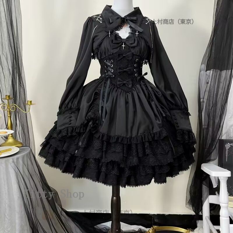 新作 ロリータ ゴスロリ ジャンパースカート 姫系 黒ロリ