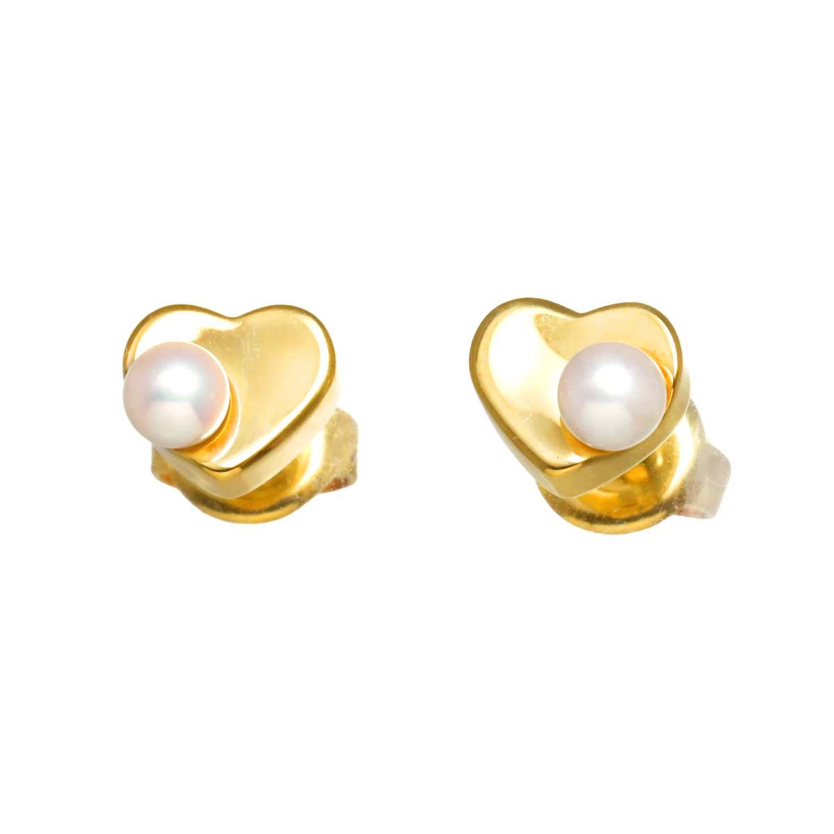 ミキモト MIKIMOTO ベビーパール 3.4mm ピアス K18 YG イエロー