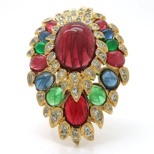 ヴォーグビジュ❤️VOGUEBIJOUX❤️マルチストーン カボションブローチ VOGUEBIJOUX ブローチ GP マルチ カラーストーン カボション