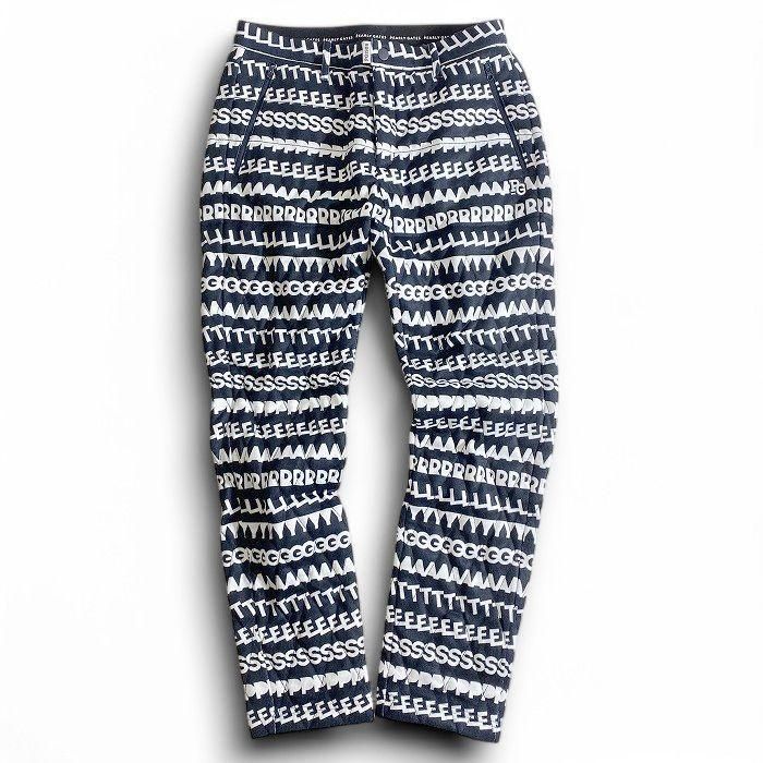 PEARLY GATES パーリーゲイツ ゴルフ 天竺ニット DiAPLEX ロゴボーダー柄 中綿キルティング ロングパンツ ゴルフウェア 053-2231107 定価3.6万 ネイビーブラック ホワイト ▲040 50206w07