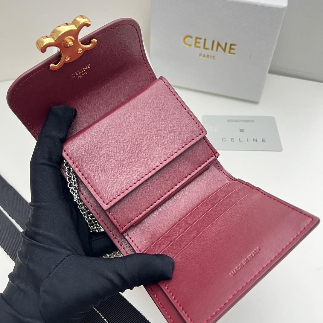 新品 セリーヌ CELINE 財布 三折り財布 ワインレッド - メルカリ