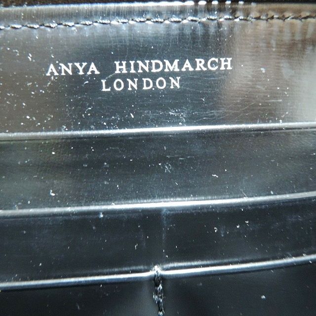 Anya Hindmarch(アニヤハインドマーチ) 長財布 - 黒 ラウンドファスナー レザー